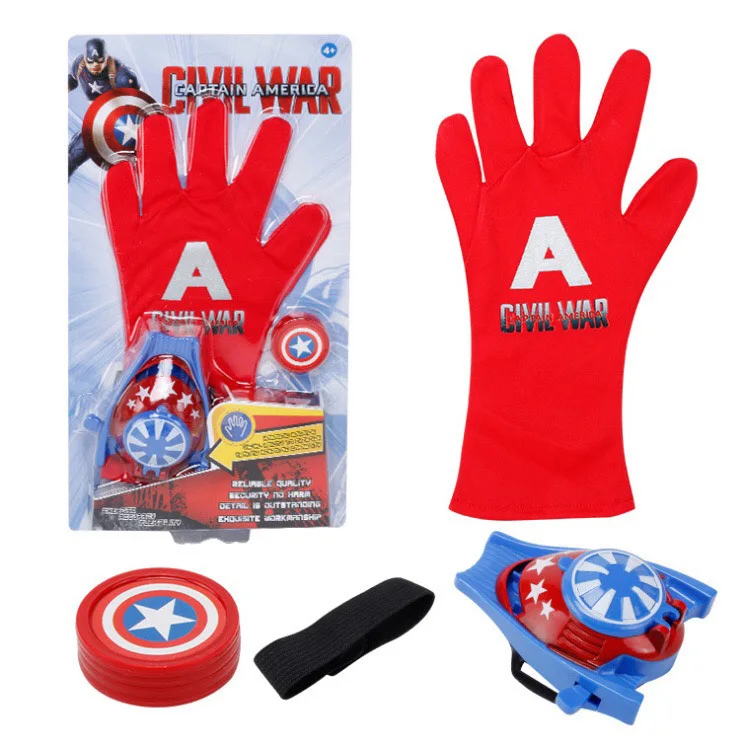 Marvel Мстители косплей реквизит супер перчатки с героями излучатель пусковая установка Человек-паук Бэтмен Халк Железный человек Капитан игрушки для детей Подарки - Цвет: Captain WITH BOX