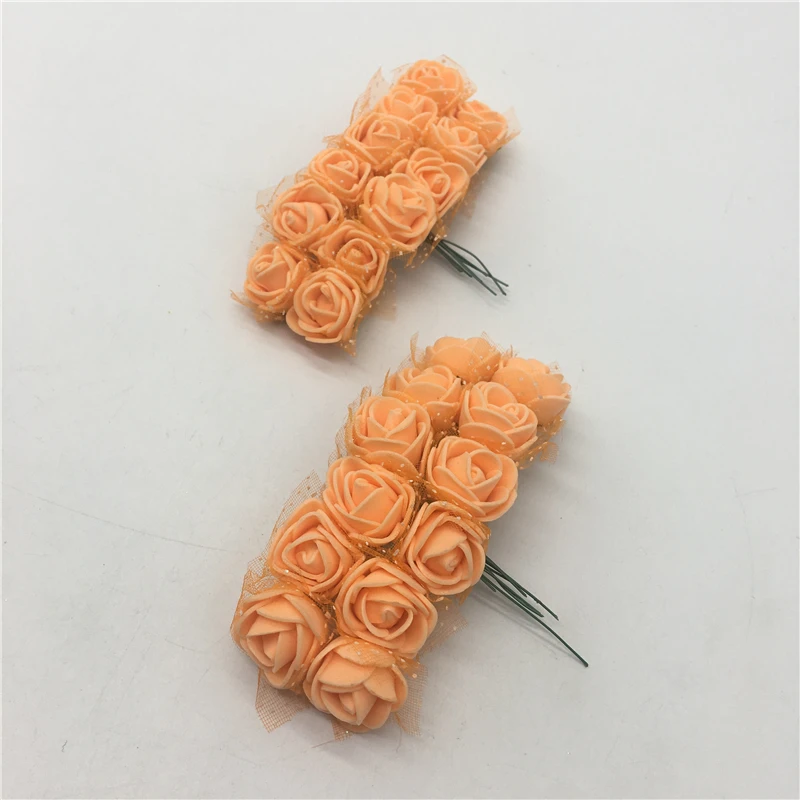 

24pcs Two Bundles Orange Mini Foam Rose Artificial Lace Flower Bouquet Multicolor DIY Wedding Party Birthday Decoration