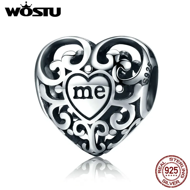 WOSTU Новое поступление 925 пробы Серебряный You & Me Love Together бусины подходят к