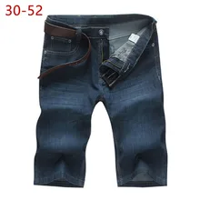 Летние тонкие мешковатые шорты размера плюс 30-52, весенние летние мужские повседневные свободные хлопковые пляжные джинсовые шорты-бермуды большого размера