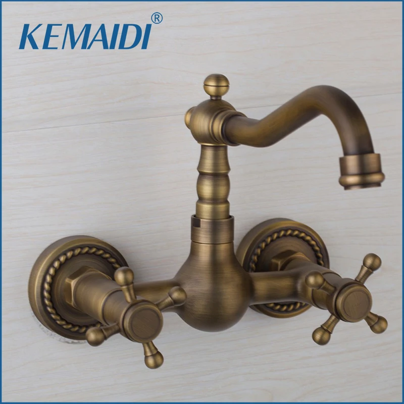 

KEMAIDI Bathroom& Kitchen Basin Sink Taps Single Hole Faucets Basin Sink Faucet 360 Swivel Spout Antique Brass Mixer Faucet