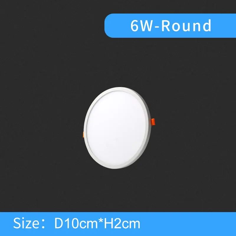 Светодиодный панельный светильник, ультра тонкий встраиваемый светильник s 6 Вт 8 Вт 15 Вт 20 Вт 220 в 230 В круглый квадратный потолочный панельный светильник - Испускаемый цвет: 6W-Round