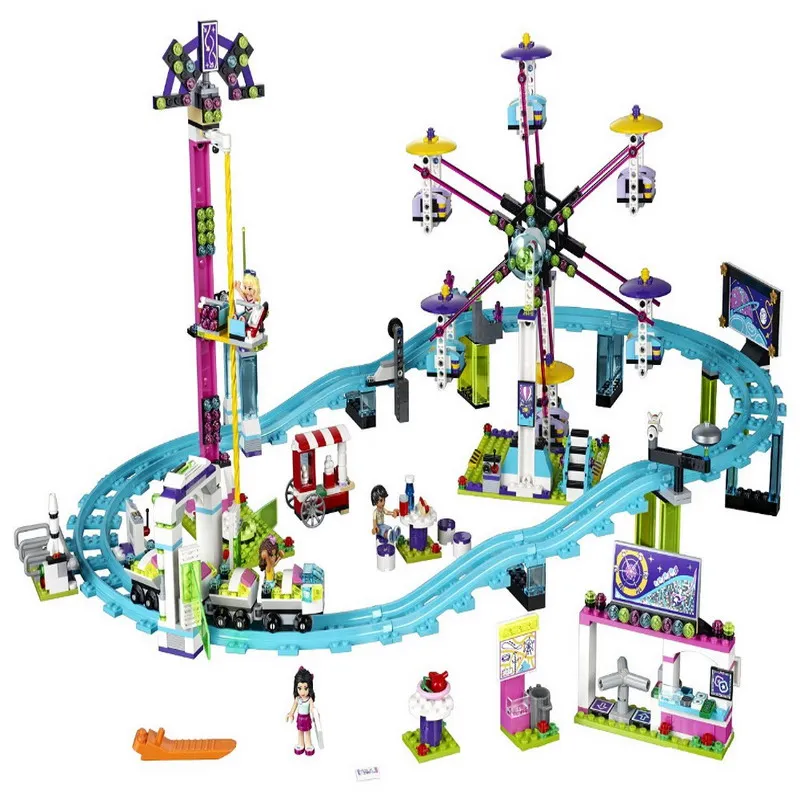 

01008 LEPIN Friends Amusement Park Roller Coaster Model Building Blocks Enlighten DIY Figure Toys For Children Compatible Legoe