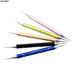 Nu-тати 1 шт. оптовая продажа инструментов для ногтей сдвоенный точка дрель ручки Высший сорт металлический крючок шариковая ручка рисунок