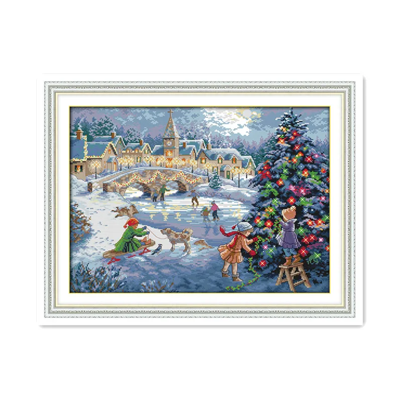 Рождественский праздник Зимний снег Набор для вышивки крестиком с Рождеством желаний елки ручной работы вышивка
