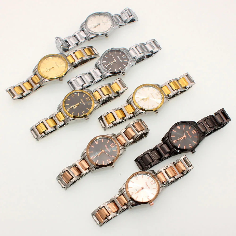10 шт смешанный лот женские часы корпус из нержавеющей стали Роскошные повседневные кварцевые наручные часы дешевые наручные часы
