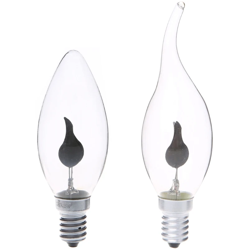 E14 E27 3W Edison Filament Candle Flicker Light Bulb Fire Flame Tail Retro Decor
