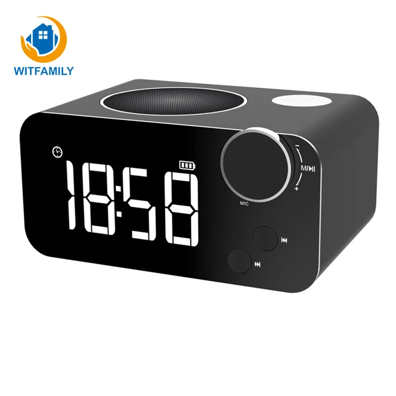 

Smart Digital Alarm Clock Bluetooth Music Speaker with Snooze FM Radio Overweight Subwoofer Home Decor Office Desktop Clock Gift