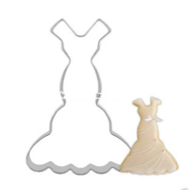

Fishtail wedding cocktal dress cookie cutter metal biscuit mold patisserie cortador vestido fondant cake decorating tools