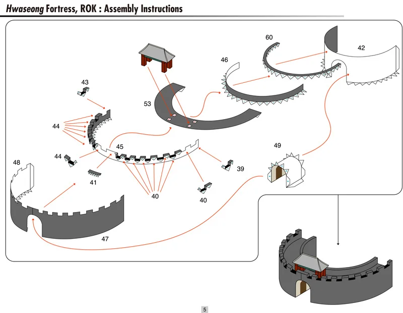 Hwaseong Fortress, ROK Craft бумажная модель архитектура 3D DIY образовательные игрушки ручной работы для взрослых игра-головоломка