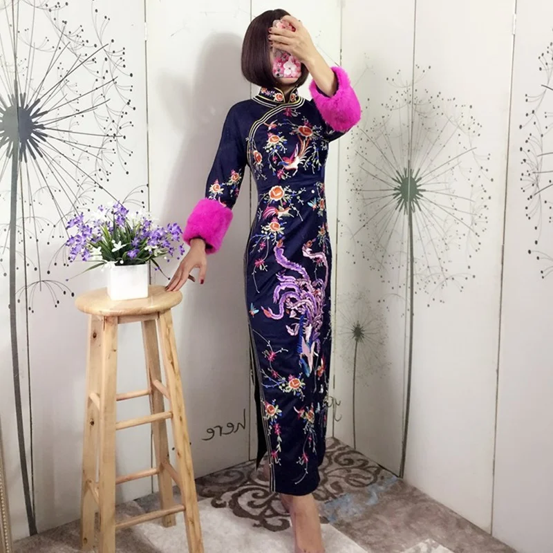 Женское зимнее платье 2018 уличная одежда в китайском стиле восточное женские
