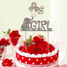 Мальчик девочка слон-шар металлический горный хрусталь Bling украшение для именинного торта для детей детский душ день рождения