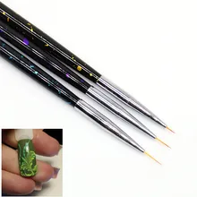 Художественная краска для ногтей, Ручка Колонок, кисти для дизайна ногтей, Французская линия для ногтей, 3 шт., набор тонких кистей для рисования, металлическая ручка, инструменты для рисования лаком
