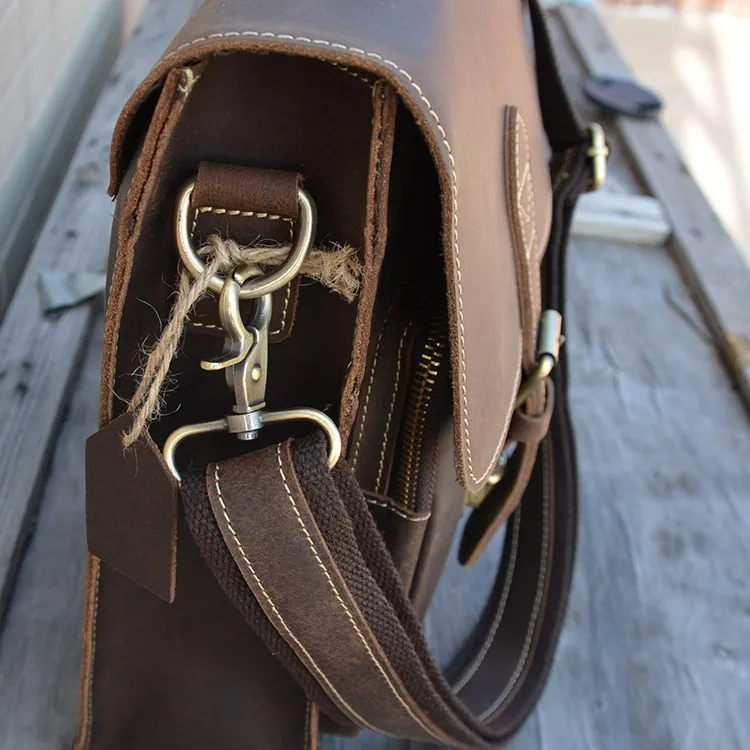 Мужской кожаный портфель Crazy horse коричневый 1" ноутбук из натуральной кожи сумка из коровьей кожи деловая сумка для работы сумка для ПК