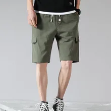 Мужские хлопковые шорты с накладной карман с эластичной резинкой на талии