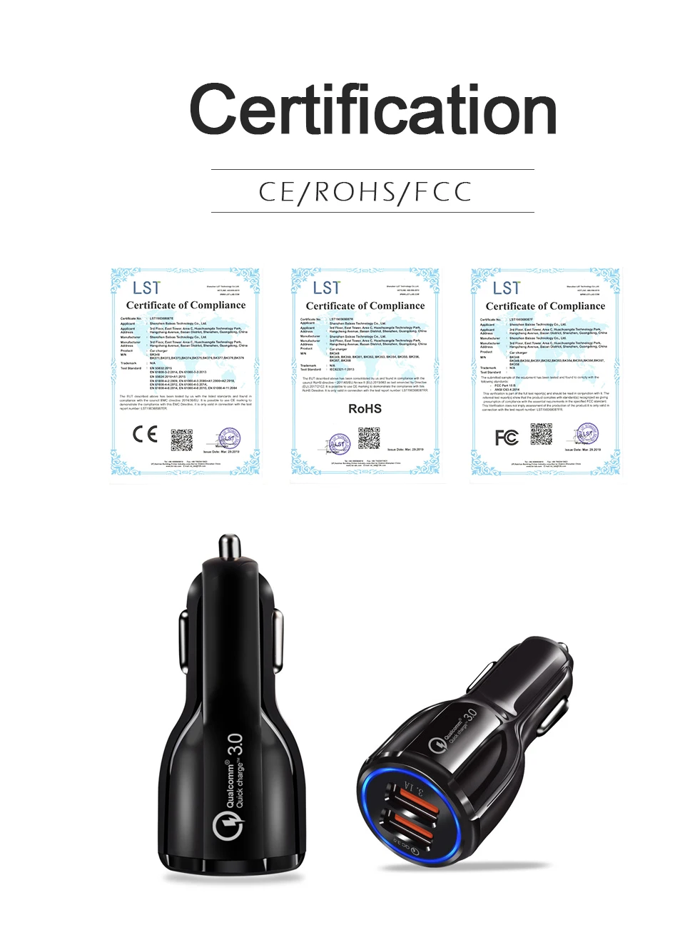 Quick Charge QC 3.0 USB Car Charger For Mobile Phone Fast PD Car Charging Chargers Dual USB 3.1A 5912V For Universal Phone (4)