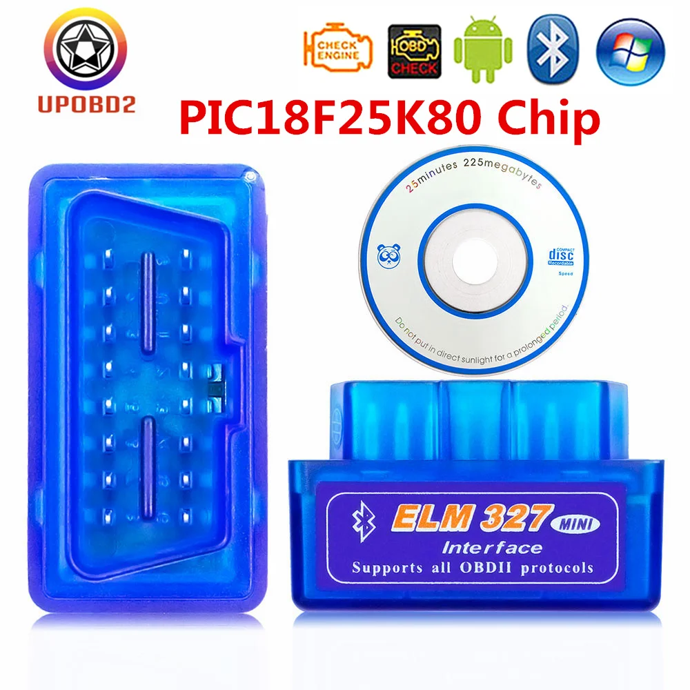

OBD 2 ELM327 Bluetooth V1.5 Car Diagnostic Tool Super MINI 25K80 RealChip elm327 OBDII Auto Scanner Tool For Android Torque