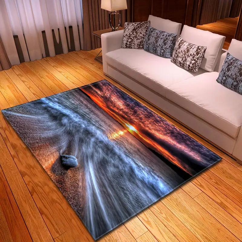 

Beach Mood Landscape Print Modern Carpet Anti-slip Large Rug Floor Mat Kids Tapete Fashion Kitchen Carpets Area Rug Home Decor