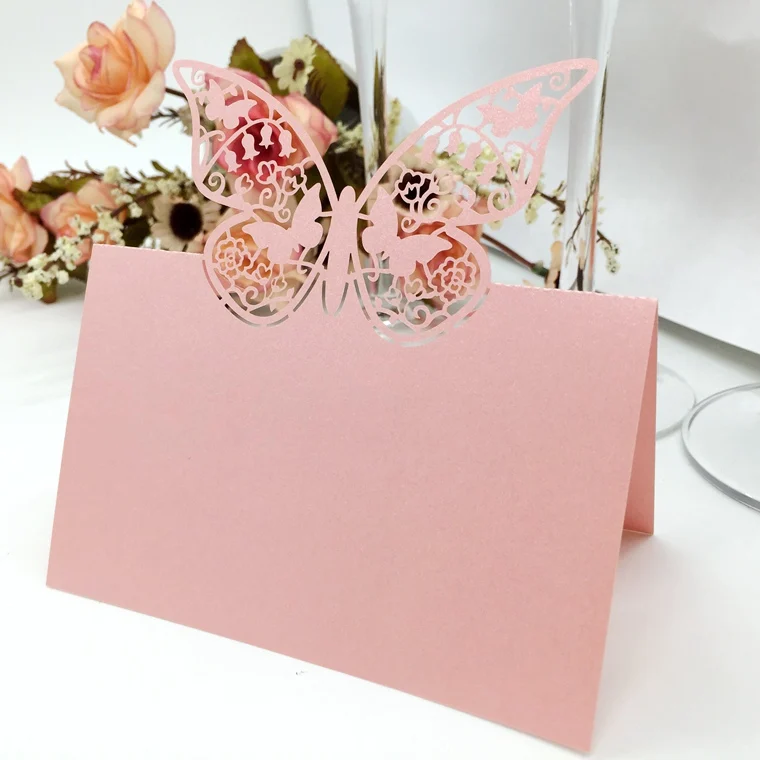 50pcs Laser Cut Butterfly shapeTable Name Place Card  Wedding Party Decoration Favor