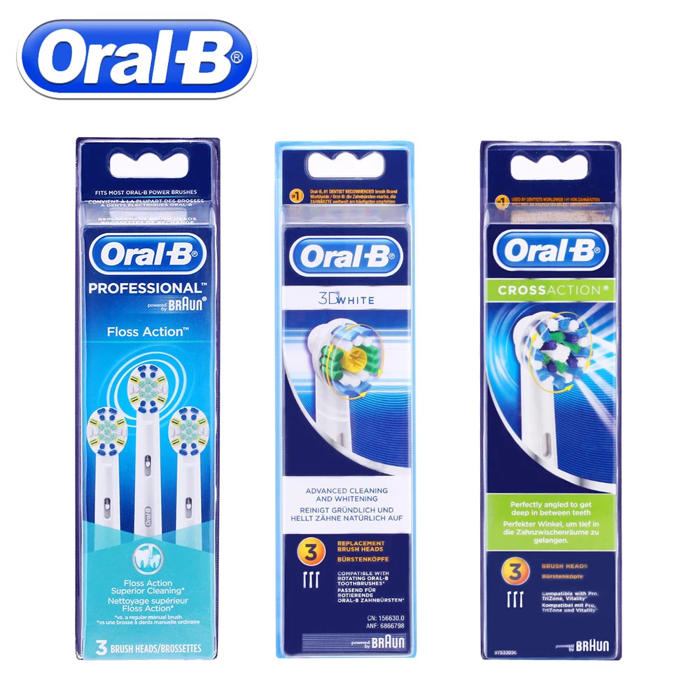 

3pc/Pack Oral B Floss Action/3DWhite/Cross Action Replacement Electric Toothbrush Heads Braun Toothbrush Heads Oral Hygiene