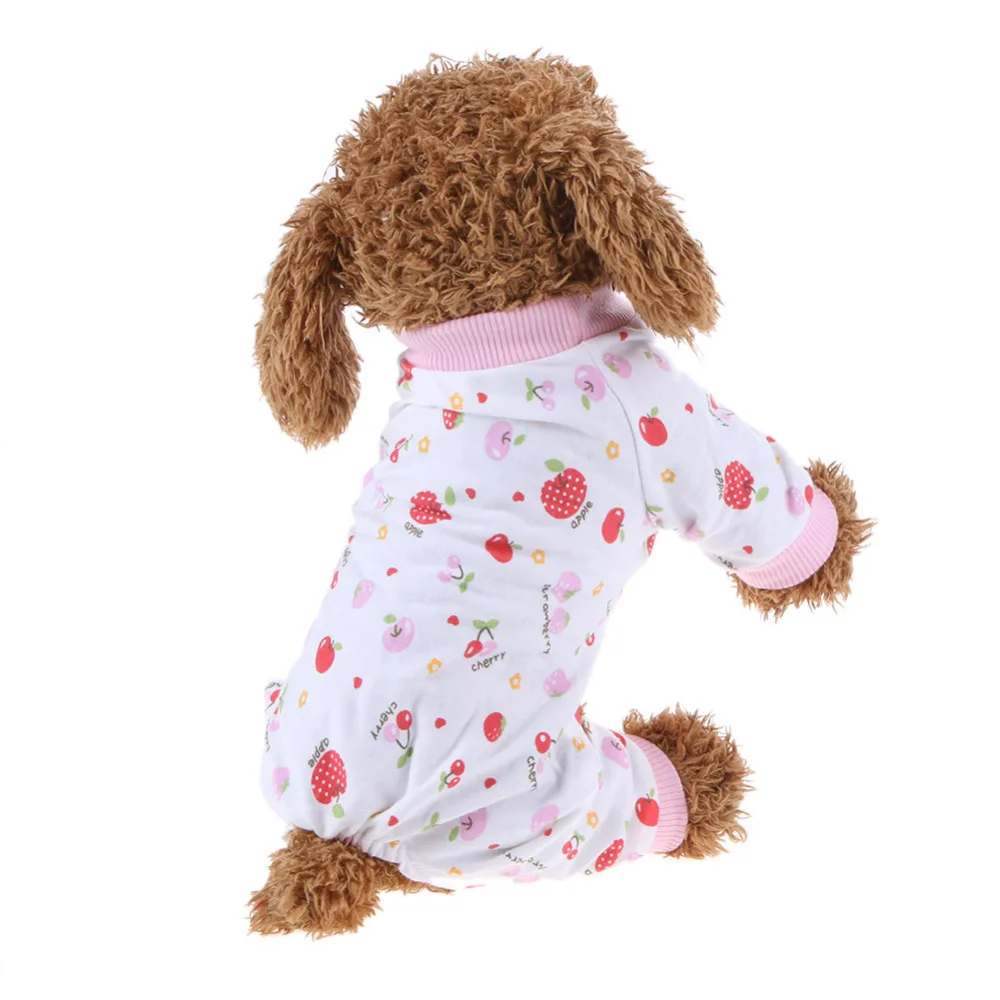 С милым принтом пижамы для собак из хлопка, комбинезон для щенка одежда для сна детская одежда Чихуахуа пижамы куртка для животных с капюшоном для маленьких, средних собак кошек