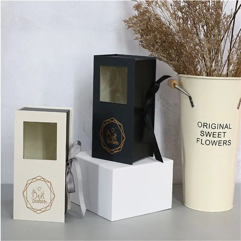 

2019New Gift Boxes High-quality Surprise Present Beauty Packaging Jewelry Package Dust-proof Gift Box White/Black Window Package