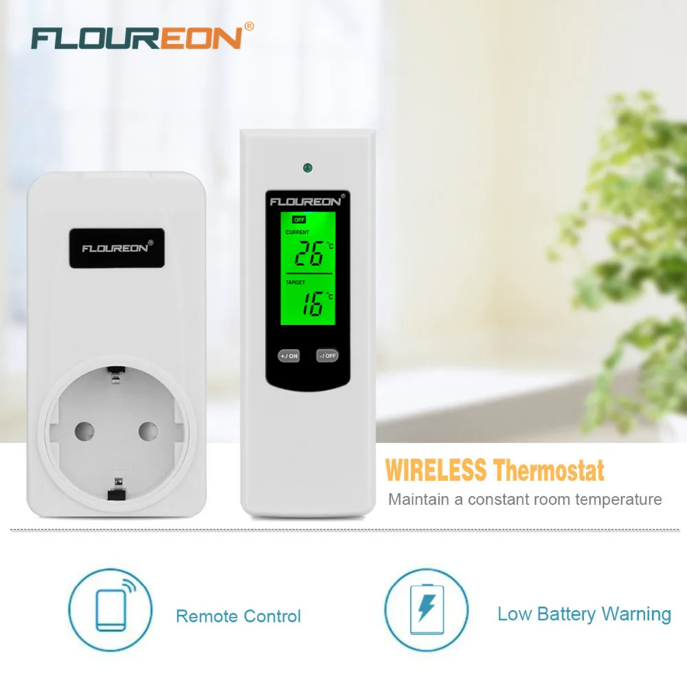 Floureon беспроводной термостат RF EU Plug цифровой с подогревом и температура