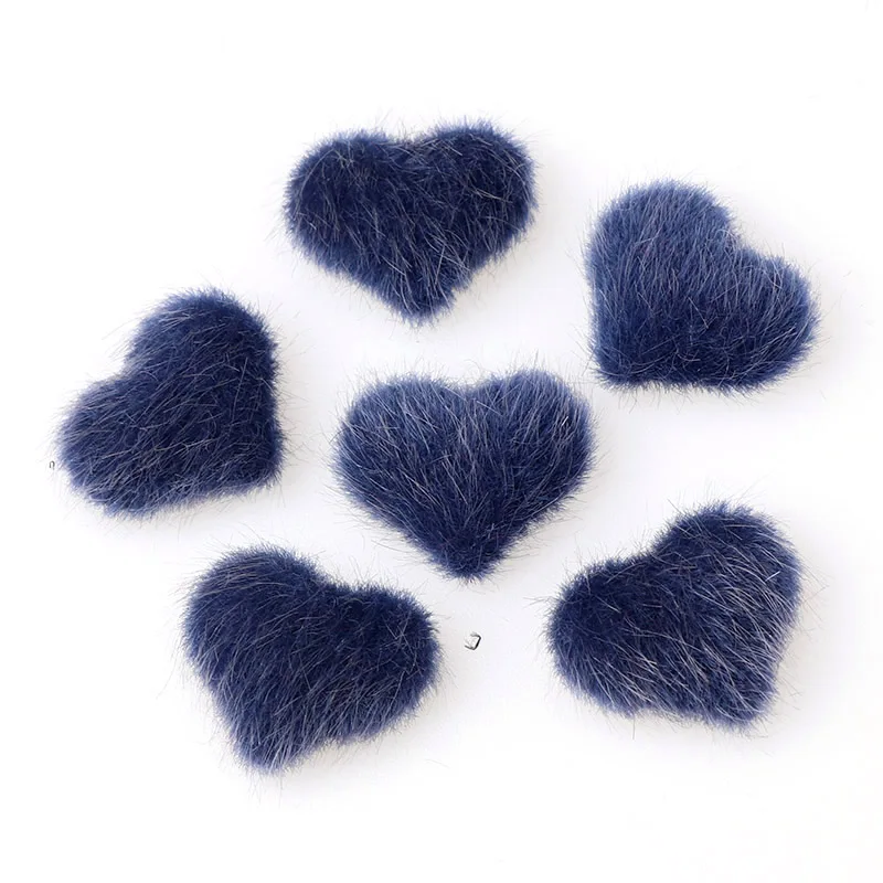 40pcs Flatback hairy Fabric Covered Heart high cabochon Buttons Home Garden Crafts Cabochon Scrapbooking DIY 20*23mm - Цвет: 3