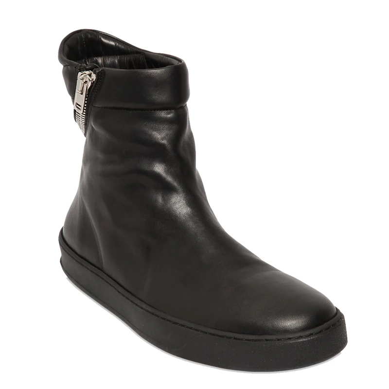 

High Top Men Boots Genuine leather Fashion Hot Fall Winter Black Zipper Martin Boots