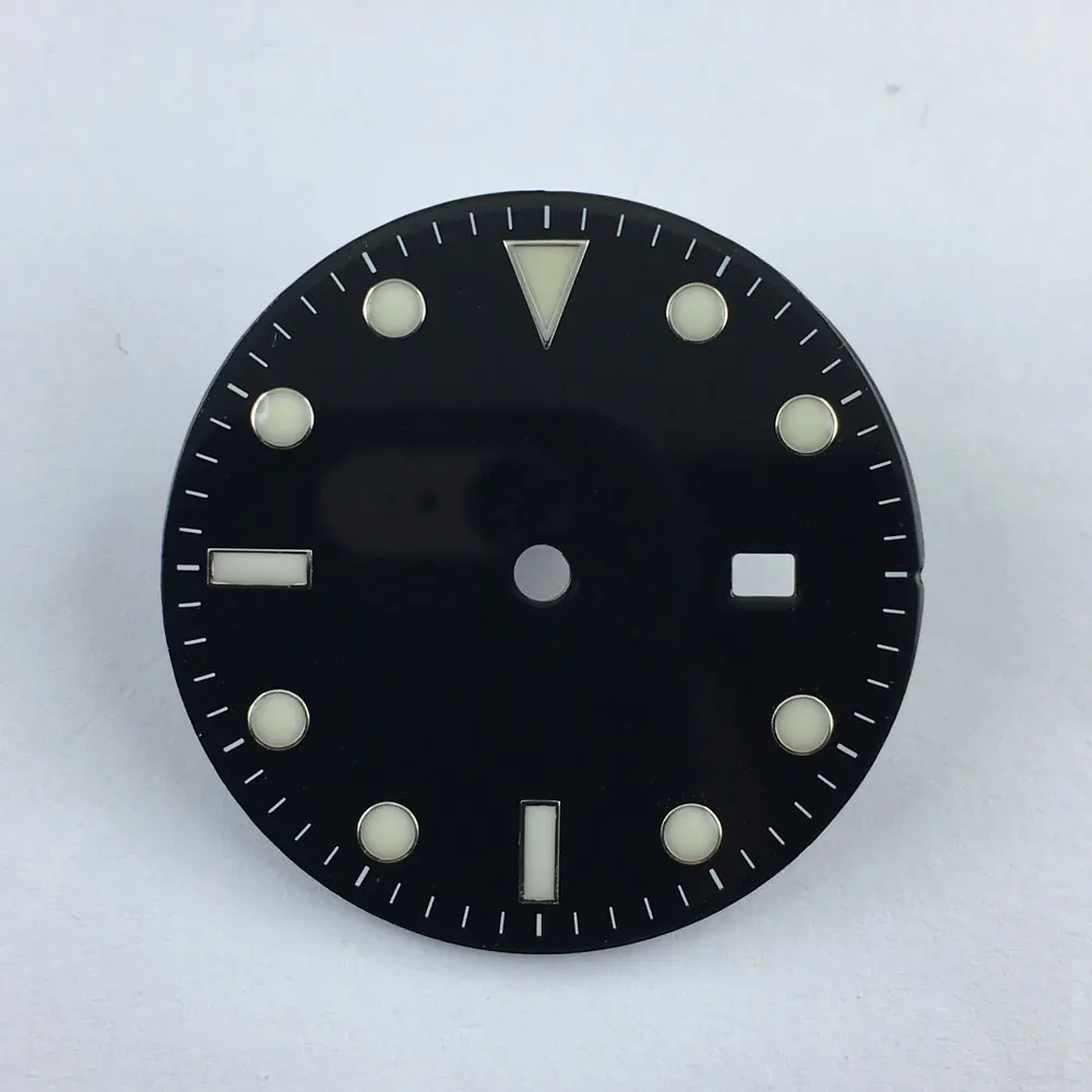 

31.3mm black sterial dial super luminous white marks Watch Dial for Mingzhu 2813 Movement-P06