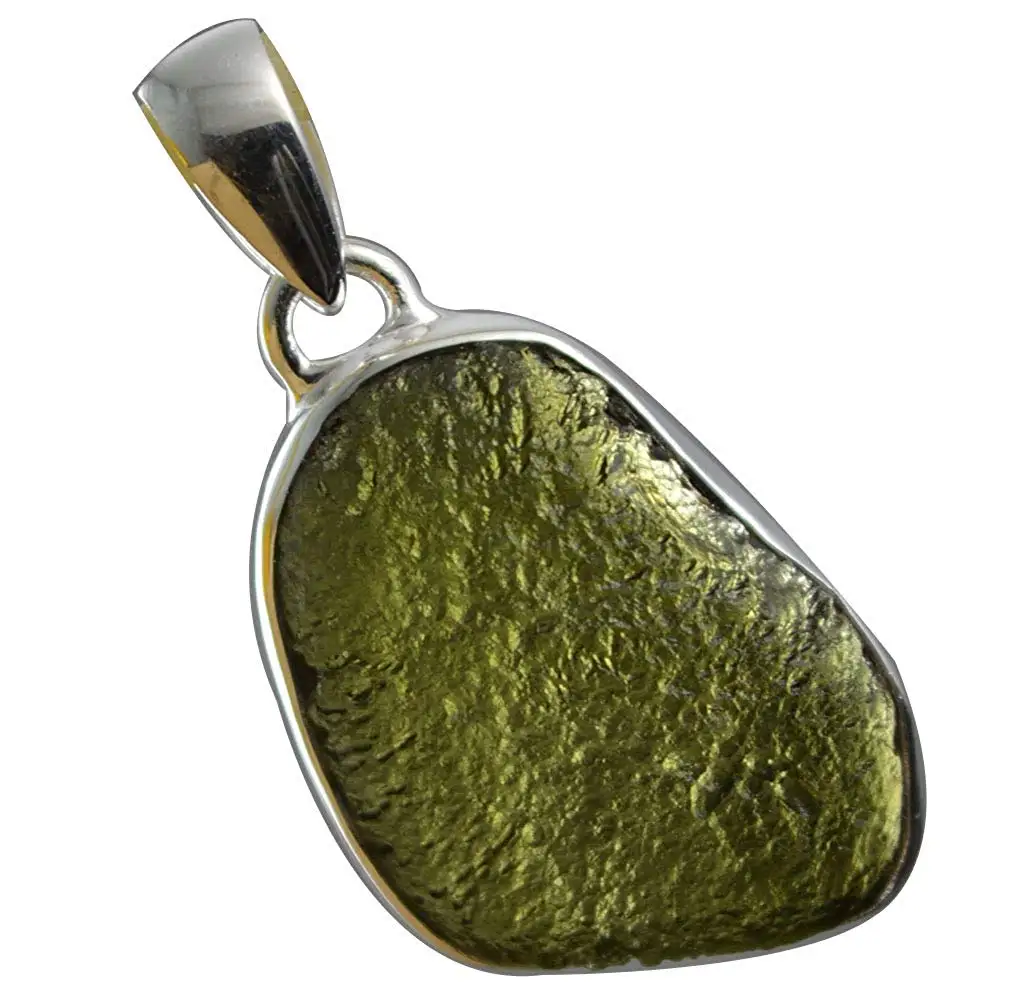 

Genuine Czech Moldavite Pendant 925 Sterling Silver,37.6 mm, AP6303