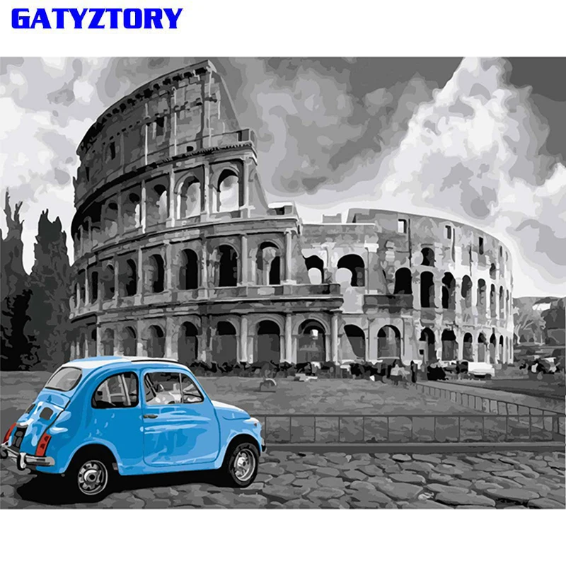 

GATYZTORY No Frame Rome DIY Painting By Numbers Landscape Vintage Wall Painting Acrylic Paint On Canvas For Living Room 40x50cm