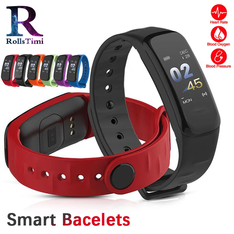 

RollsTimi Women Smart Bracelets Waterproof Fitness Tracker Blood Pressure Heart Rate Monitor Wristband Men Sports Smart Watches
