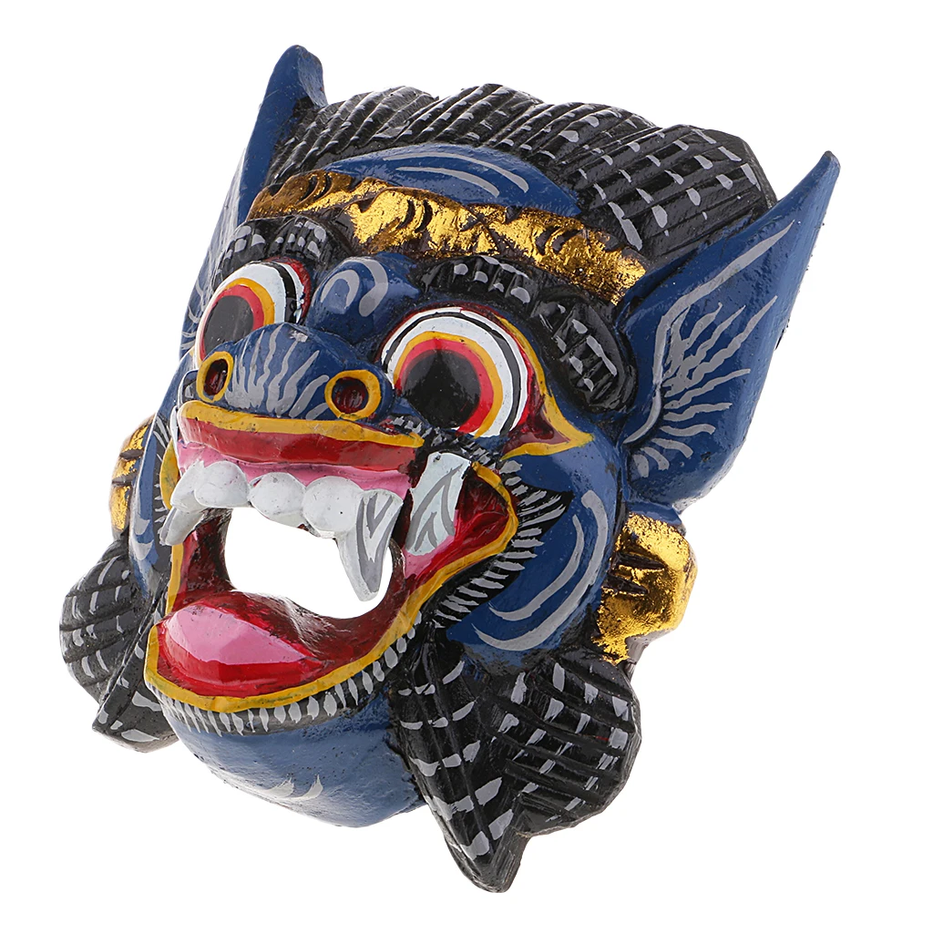 MagiDeal Antique Asian Thailand Wooden Carving Facial Mask Wall Hanging Art Crafts DIY Home Decoration