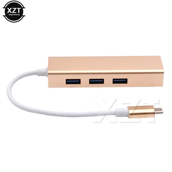 

Newest Aluminum USB 3.1 Type C to 3Port USB 3.0 Hub with RJ45 10/100/1000 Gigabit Ethernet Network Adapter LAN Wired Converter
