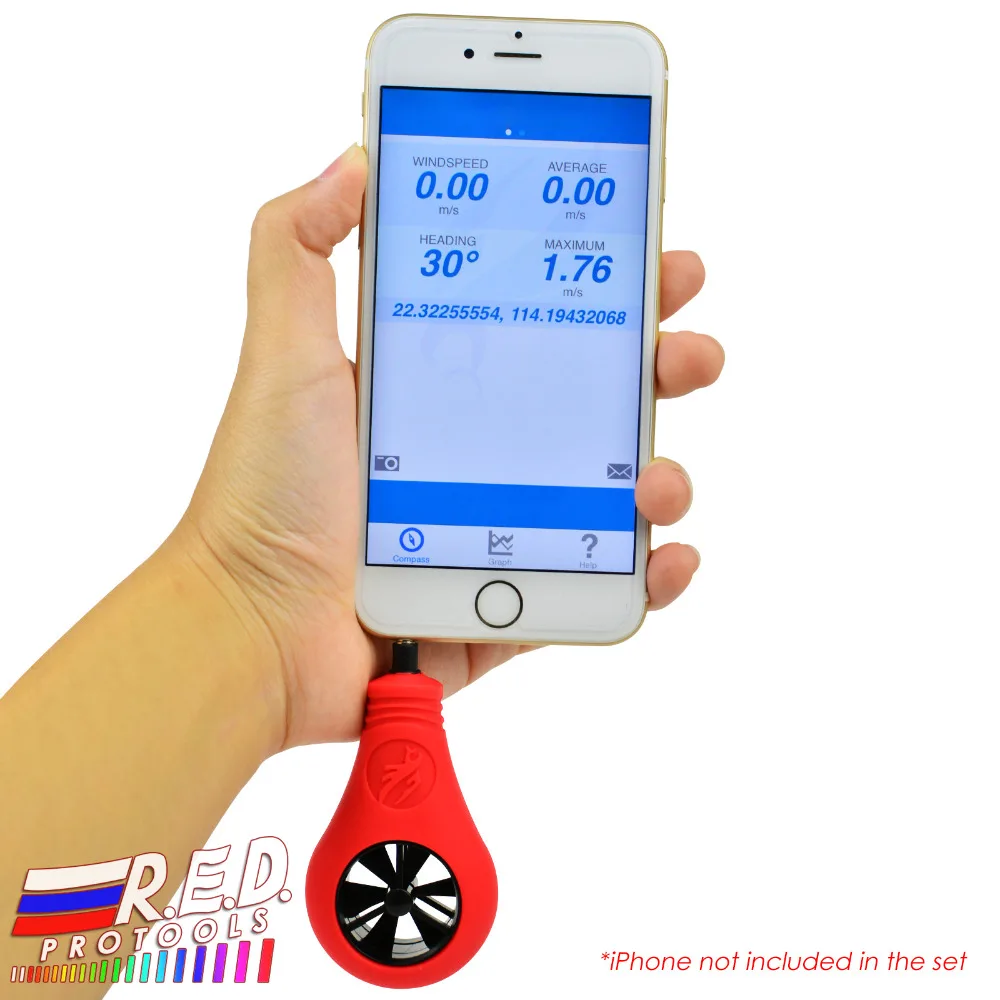

WeatherFlow 2-89mph Wind Air Speed Meter iOS i-Phone i-Pad Smartphone Pocket-size Anemometer Windsurfing Airflow