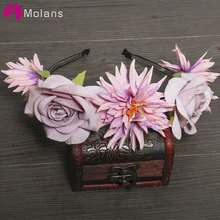MOLANS большая Хризантема украшение для невесты твердая стимуляция Роза аксессуары для волос для невесты свадебные женские сплав Цветочный ободок на голову