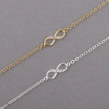 Kinitial 2015 Hot Bracelet Gold Silver Plated CZ Infinity Bracelets for Women Men Friendship Bracelets