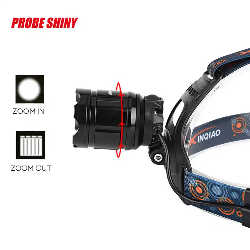 PROBE SHINY XM-L T6 LED Focus Headlight Head Lamp Zoomable + 2x18650 +Charger powerful led flashlight lanterna led bike #3o4 (8)