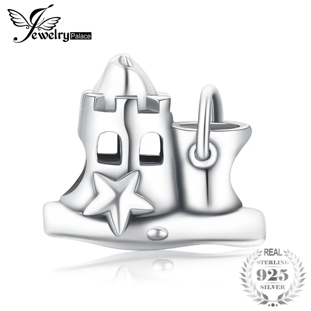 

JewelryPalace 925 Sterling Silver Beach Love Sand Castle Charm Beads 2018 New Hot Sale Fashion Jewelry For Mother And Daughter