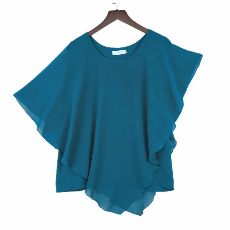 Женская шифоновая блузка с рукавом летучая мышь размеры до 6XL|chiffon shirt|blouses pluscasual