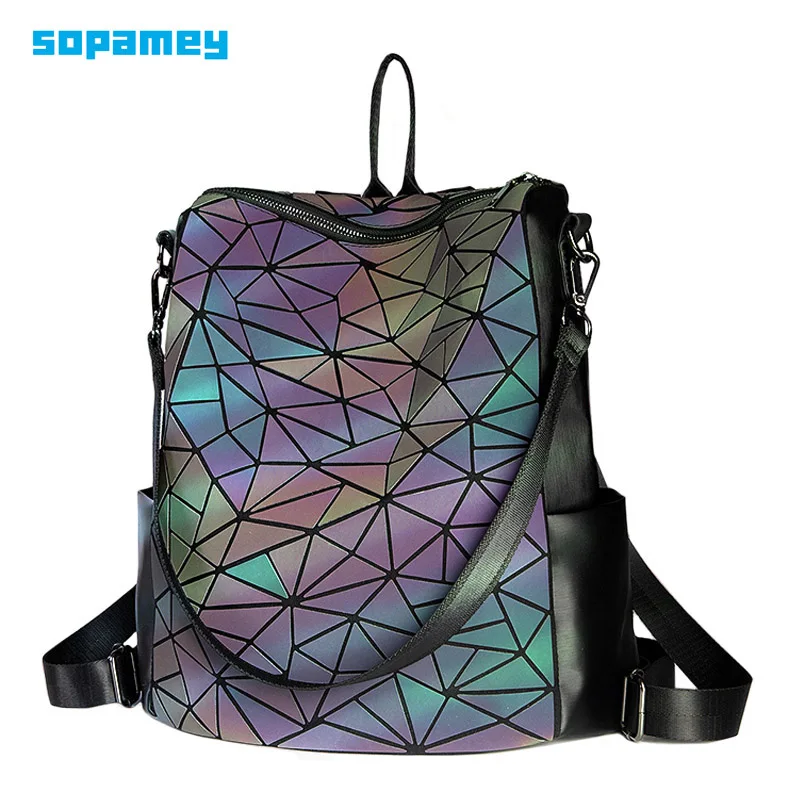 Beste Mannen Laptop Rugzak Vrouwen Geometri Lichtgevende Rugzak 2019 Vrouwelijke Rugzak Schooltassen Voor Tienermeisjes Holografische Bag pack sac