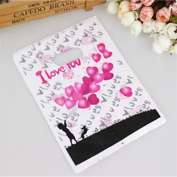 

2015 New Design Wholesale 100pcs/lot 15*20cm Sweet Heart Plastic Birthday Packaging Bags Wedding Gift Bags