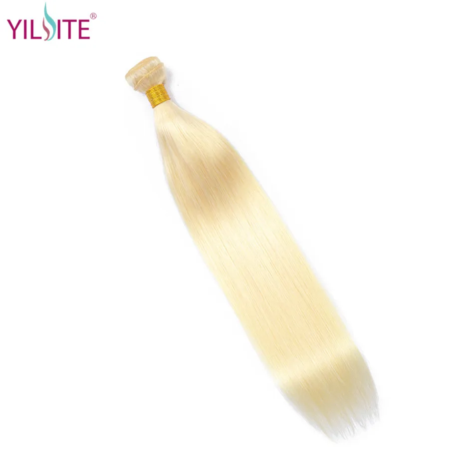 

YILITE 613 Blonde Straight 100% Human Hair Bundles 1 PCS Honey Blonde Bundles Peruvian Remy Hair Weave 100% Human Hair Weaving