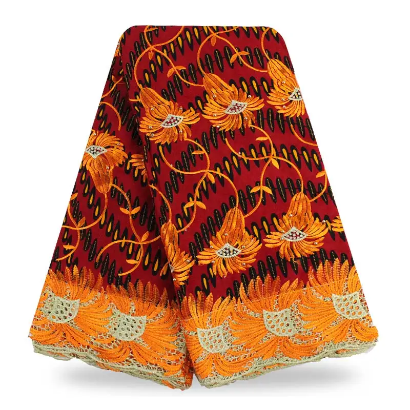 

Red Wax Guipure Lace Yellow 6 Yard lot Cotton Stone Cheap Women Wax Cloth New 2017 African Nigerian Lace Fabrics For Wedding