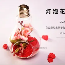 Творческий лампа стеклянная ваза+ моделирования цветок+ цвет песка террариум лампы искусственные цветы свадебные украшения