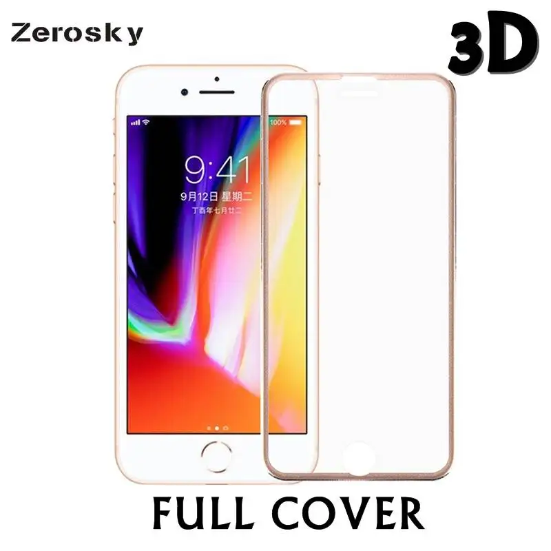 Goedkoop Zerosky 9 H 3D Titanium Legering Metalen Frame Gebogen Volledige Cover Gehard glas Screen Protector Guard Film voor IPhone 7 8 8 plus X
