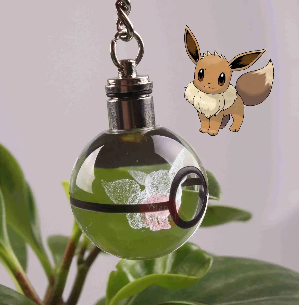 Pokemon Crystal Ball Keychian 3D лазерный Pokemon Ball Mew дизайн для подарка