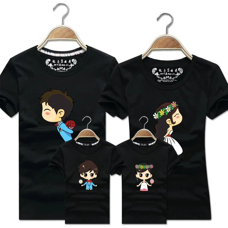 

Jargazol Couples Summer T Shirt Matching Family Outfits Flower Girl Boy Shirts Mother and Daughter Clothes Dad Son Family Look