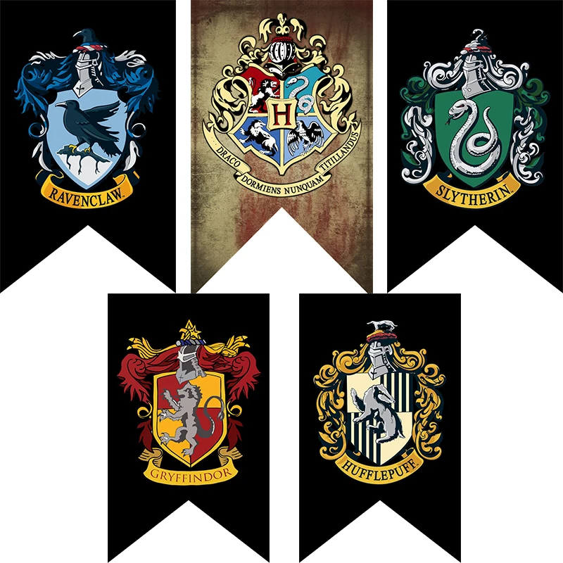 

Magic Harri Potter Hogwarts College Flag Crest Gryffindor Slytherin Hufflerpuff Ravenclaw Banners Decor For Party Study Room Toy